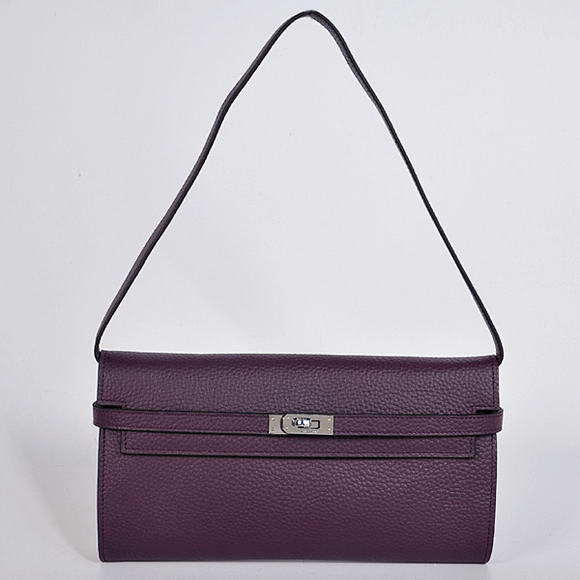 AAA Hermes Kelly 26 CM Shoulder Bag Clemence Purple 60699 On Sale